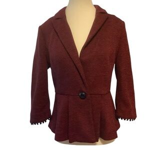 TABITHA CHANDELIER RED & NAVY STRIPED KNIT PEPLUM BLAZER/ JACKET/ Size M